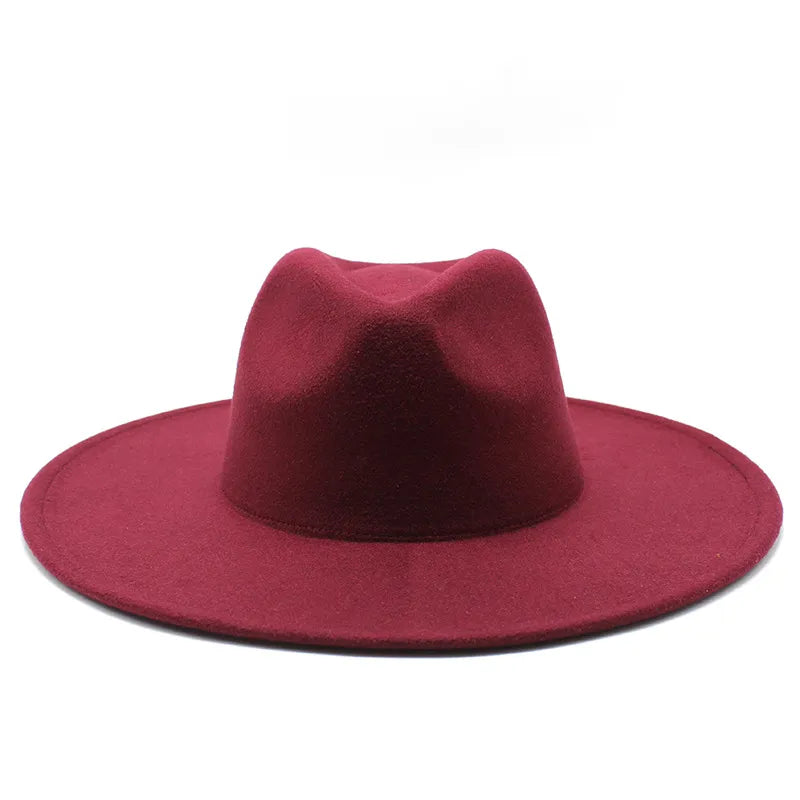 Sombrero fedora de ala ancha clásico sombrero de lana blanco negro hombres y