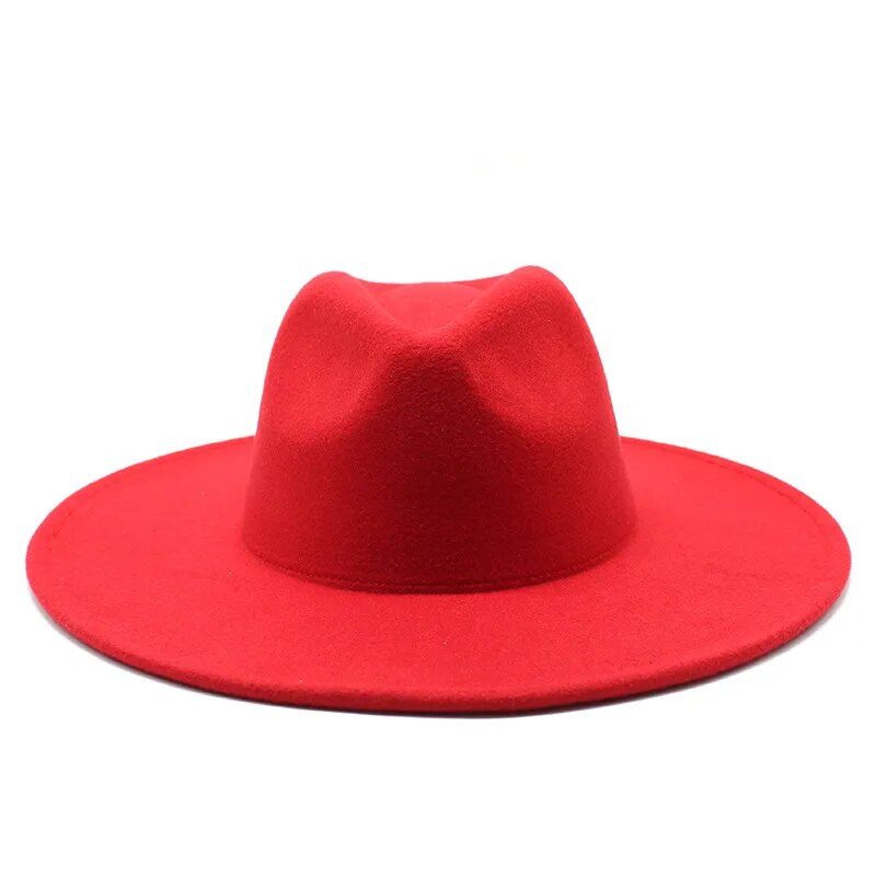 Sombrero fedora de ala ancha clásico sombrero de lana blanco negro hombres y