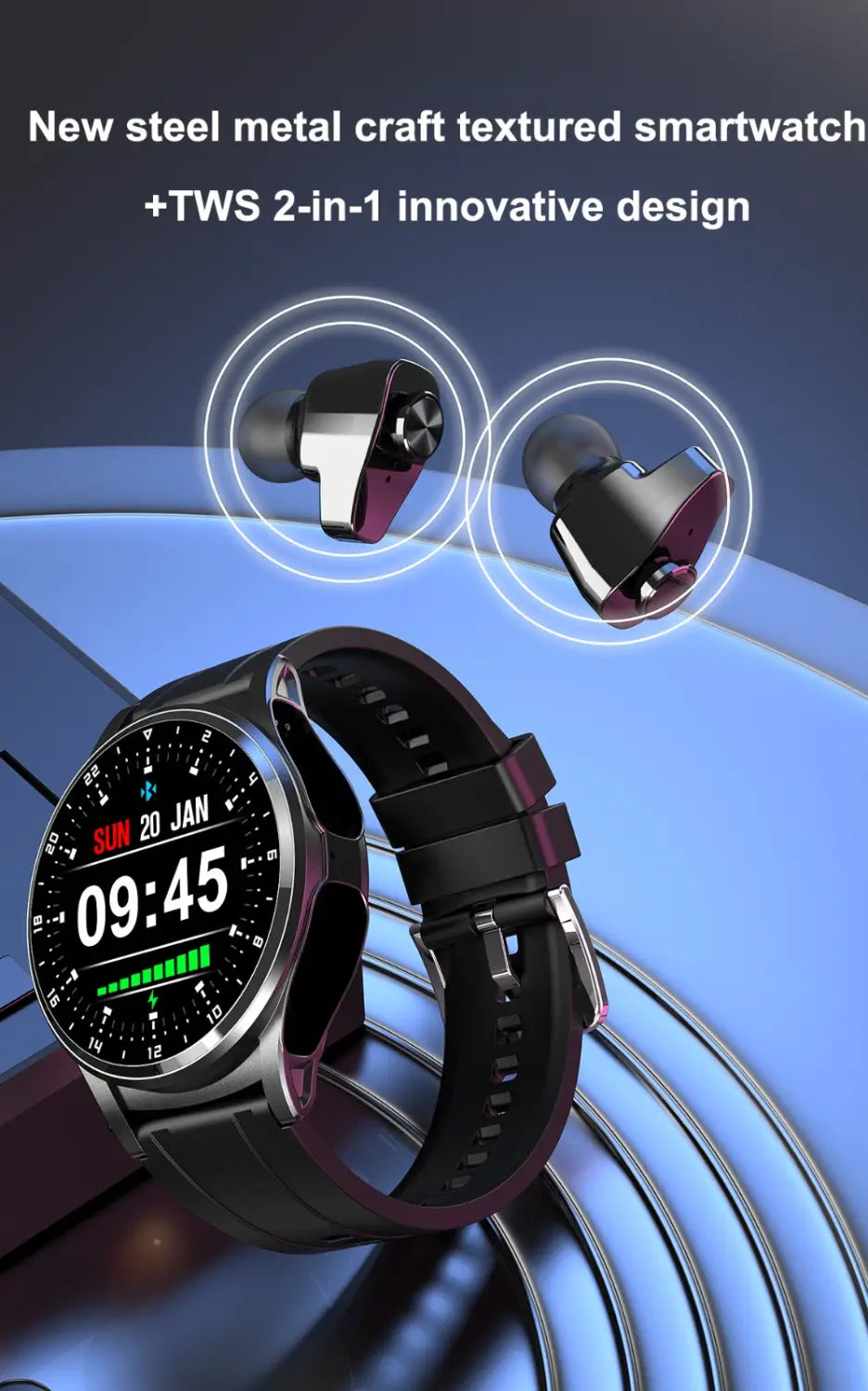 New gt66 smart watch tws bluetooth headset 2 in1 multi sport