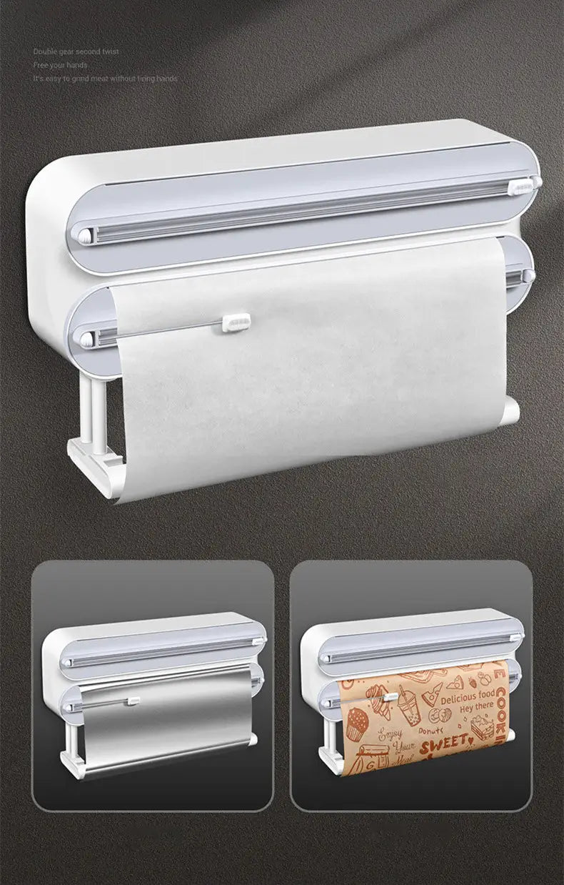 Wall-mounted plastic film cutter adjustable baking tin paper