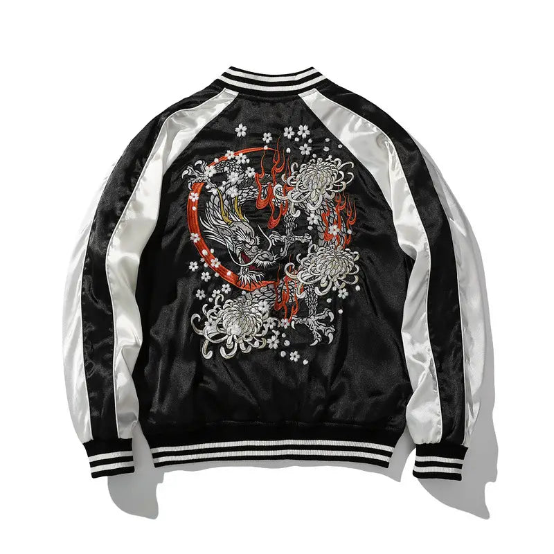 Unisex embroidered jacket for men and women wind god beast