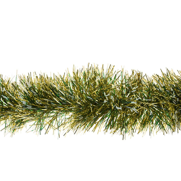 1 x 2M 6 Ply Coloured Snow Tipped 11cm Tinsel Garland GOLD - Nexellus