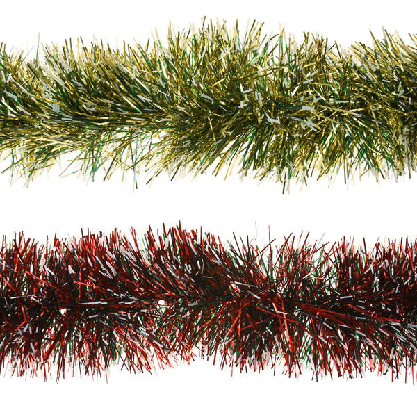 1 x 2M 6 Ply Coloured Snow Tipped 11cm Tinsel Garland GOLD - Nexellus