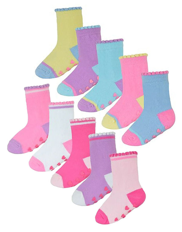 10 Pack Non Slip Baby Girl Heel and Toe Socks - Nexellus