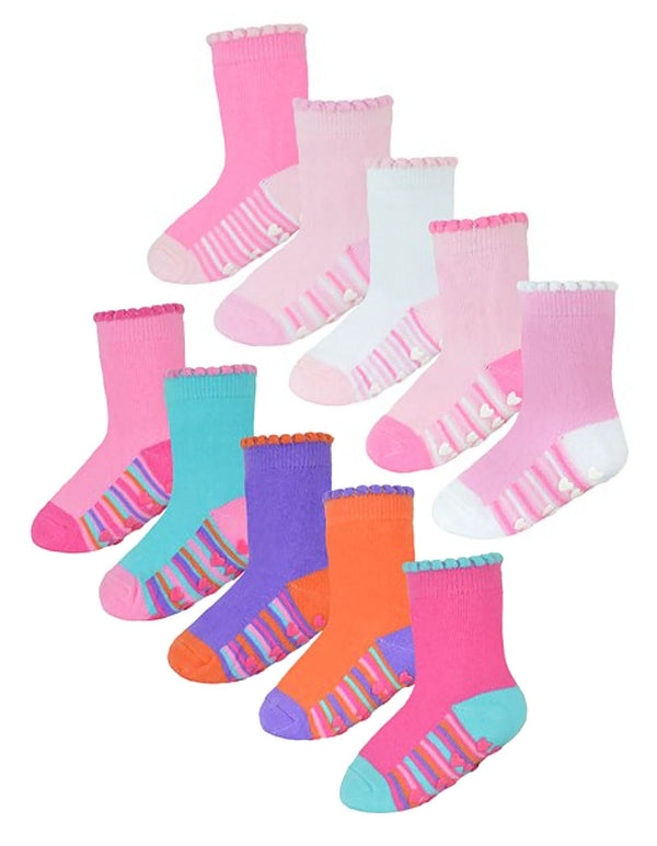 10 Pack Non Slip Baby Girl Heel and Toe Socks - Nexellus