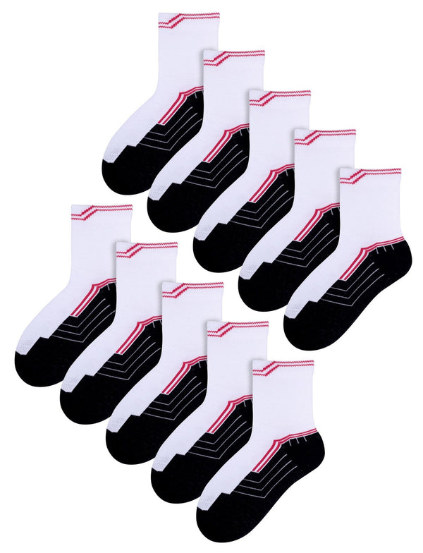 10 Pairs Boys Breathable Low Cut White Sport Socks - Nexellus