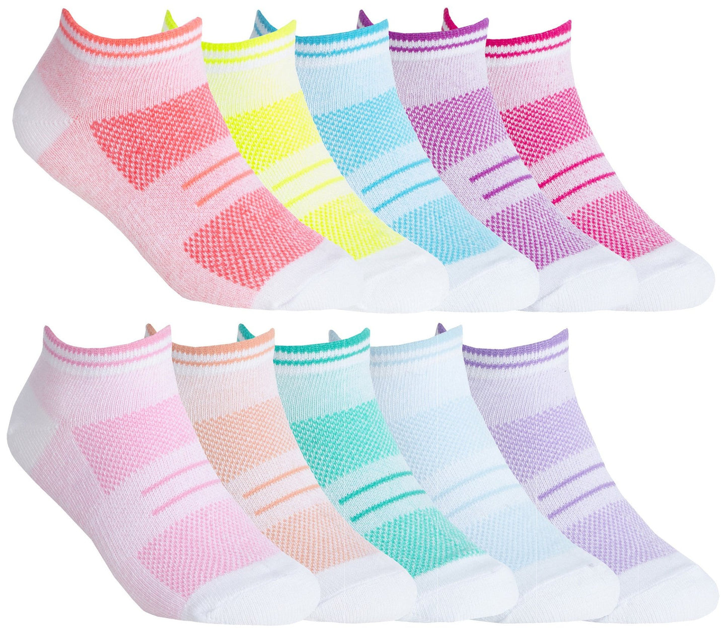 10 Pairs Girls Low Cut Socks | Kids Trainer Socks - Nexellus