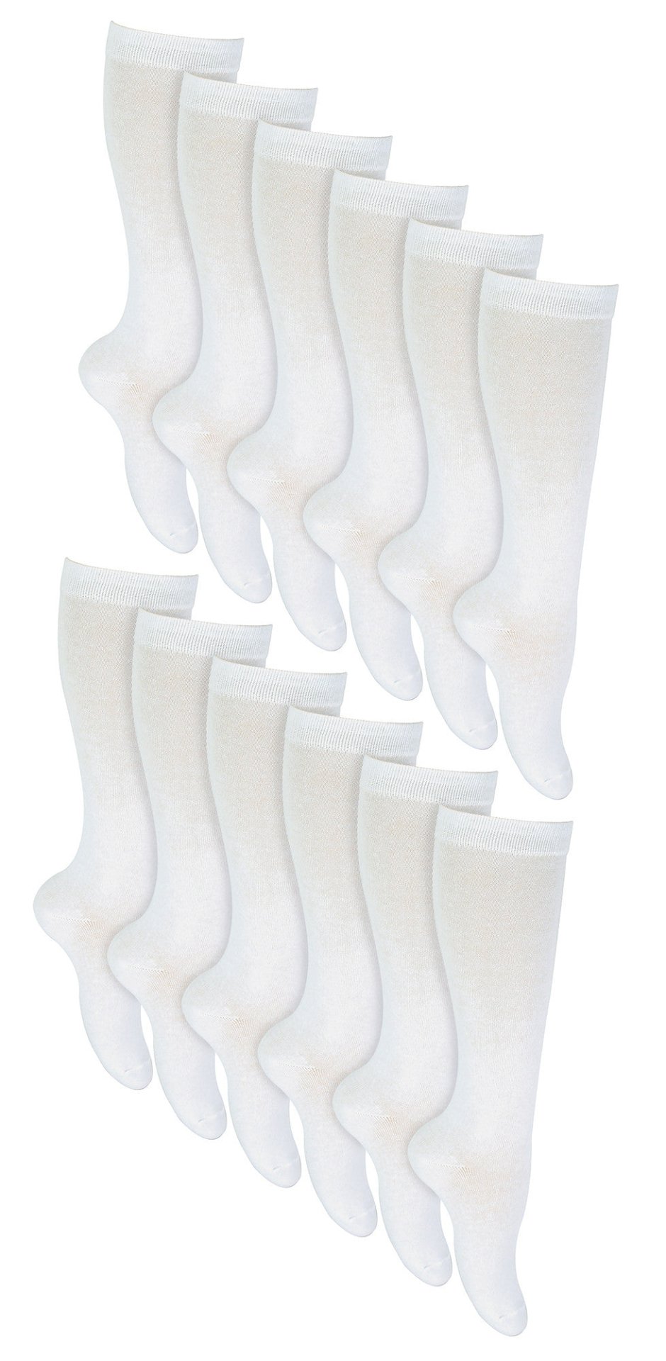 12 Pair Girls Breathable Cotton Knee High Socks - Nexellus