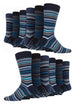 12 Pair Mens Cotton Colourful Striped Dress Socks - Nexellus