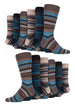 12 Pair Mens Cotton Colourful Striped Dress Socks - Nexellus