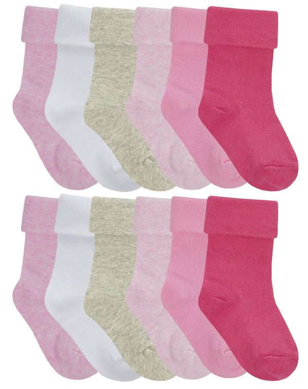 12 Pairs Babies Soft Cotton Turnover Top Socks - Nexellus