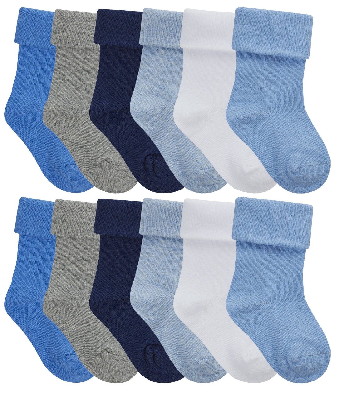 12 Pairs Babies Soft Cotton Turnover Top Socks - Nexellus