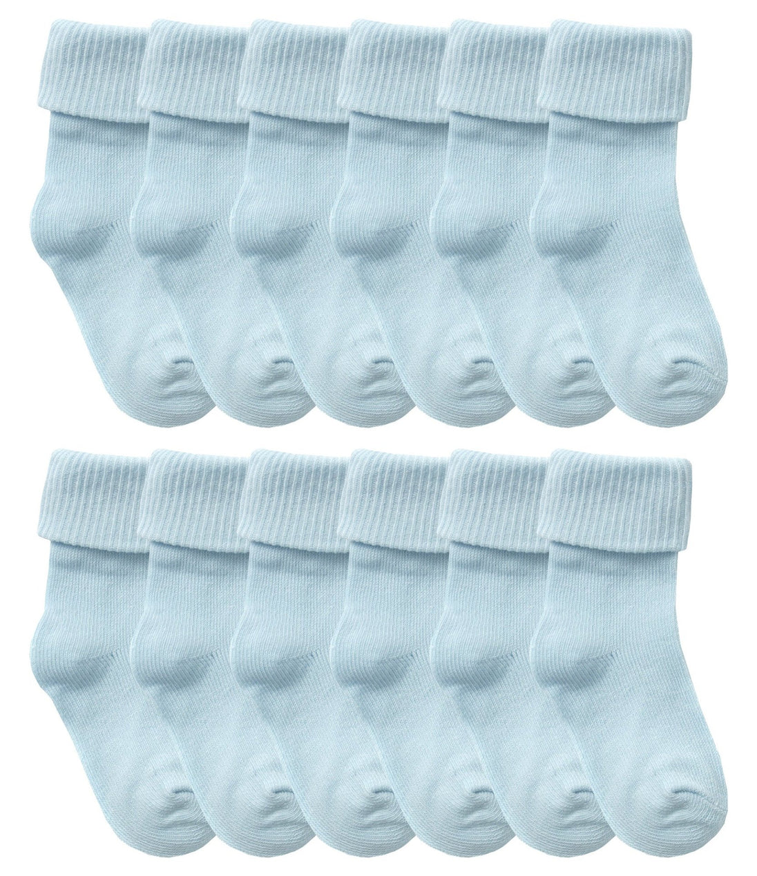 12 Pairs Babies Soft Cotton Turnover Top Socks - Nexellus