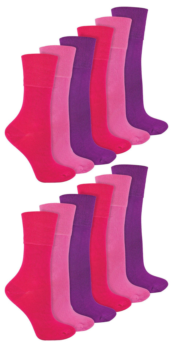 12 Pairs Ladies Diabetic Bamboo Socks - Nexellus