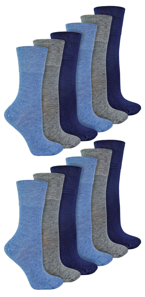 12 Pairs Ladies Diabetic Bamboo Socks - Nexellus