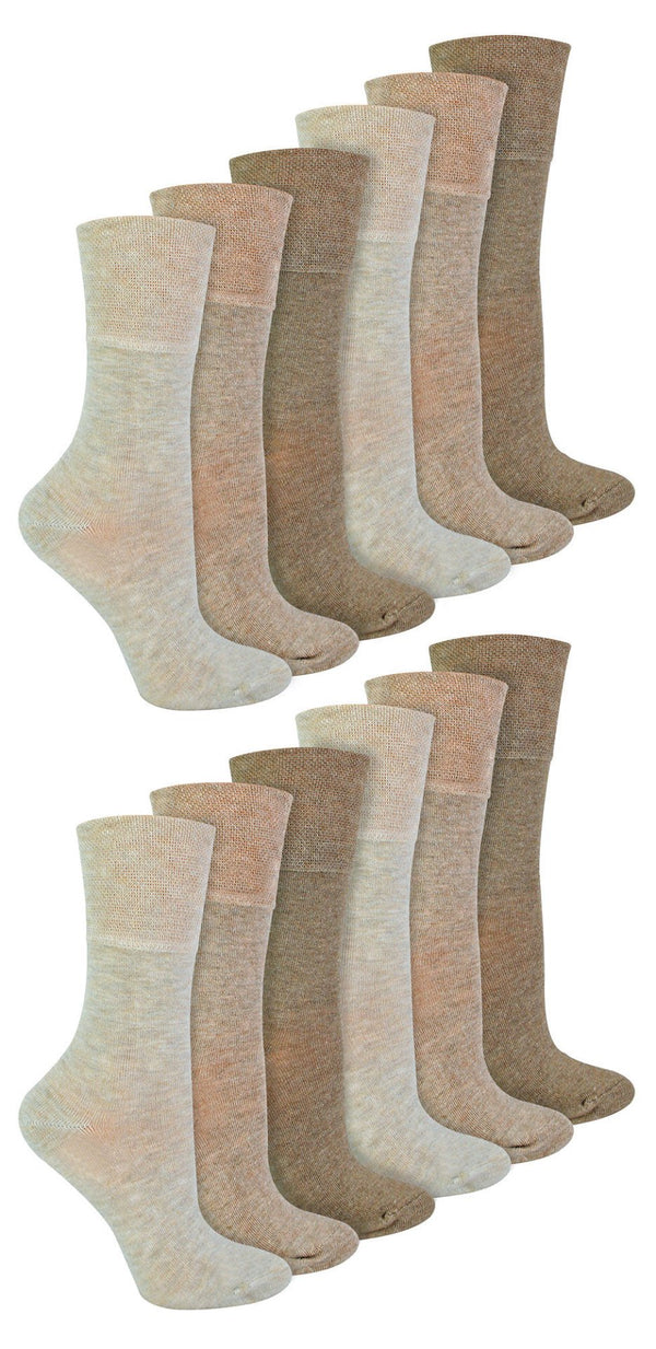 12 Pairs Ladies Diabetic Bamboo Socks - Nexellus