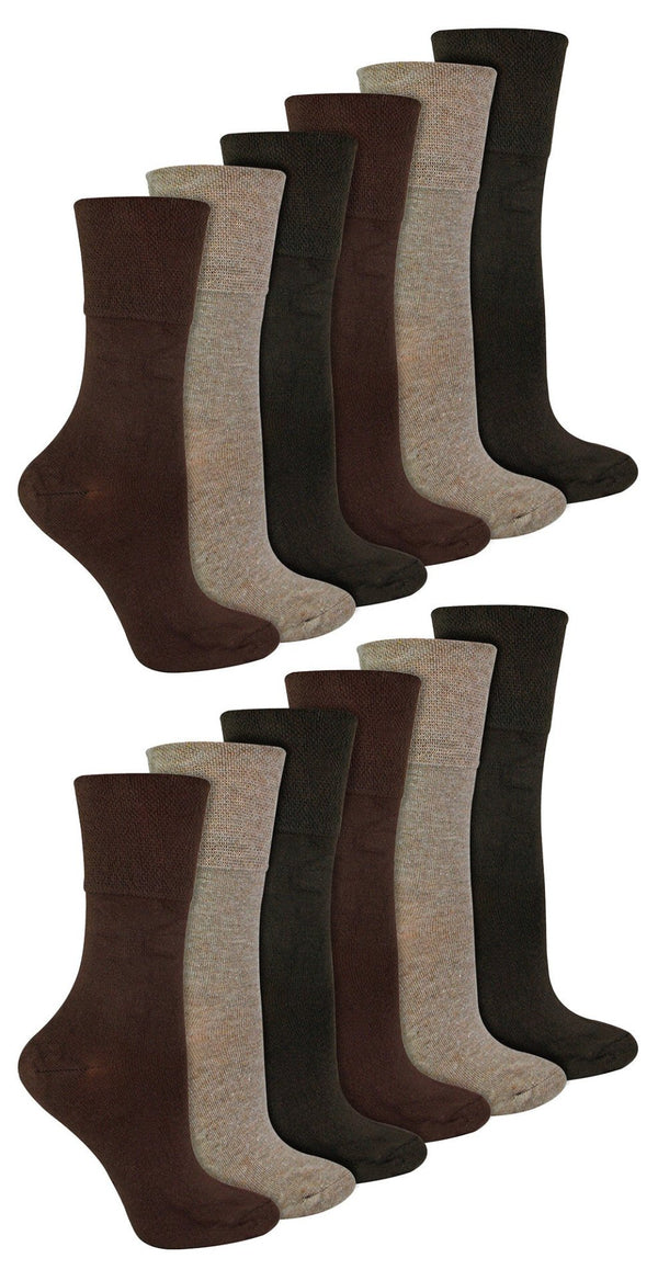 12 Pairs Ladies Diabetic Bamboo Socks - Nexellus