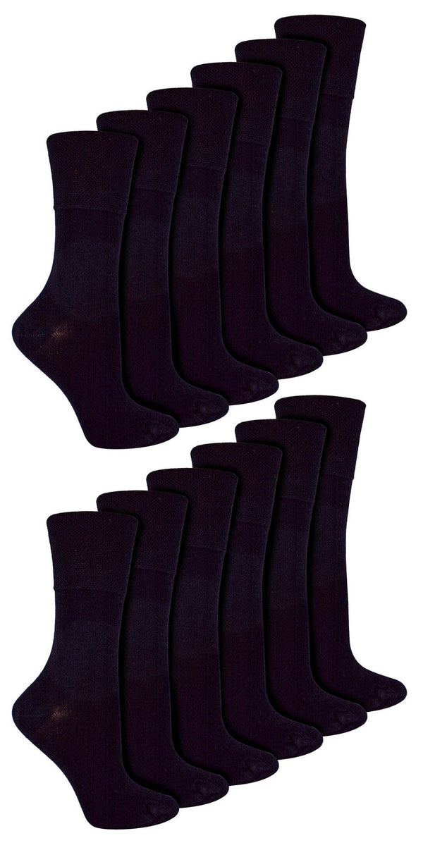 12 Pairs Ladies Diabetic Bamboo Socks - Nexellus