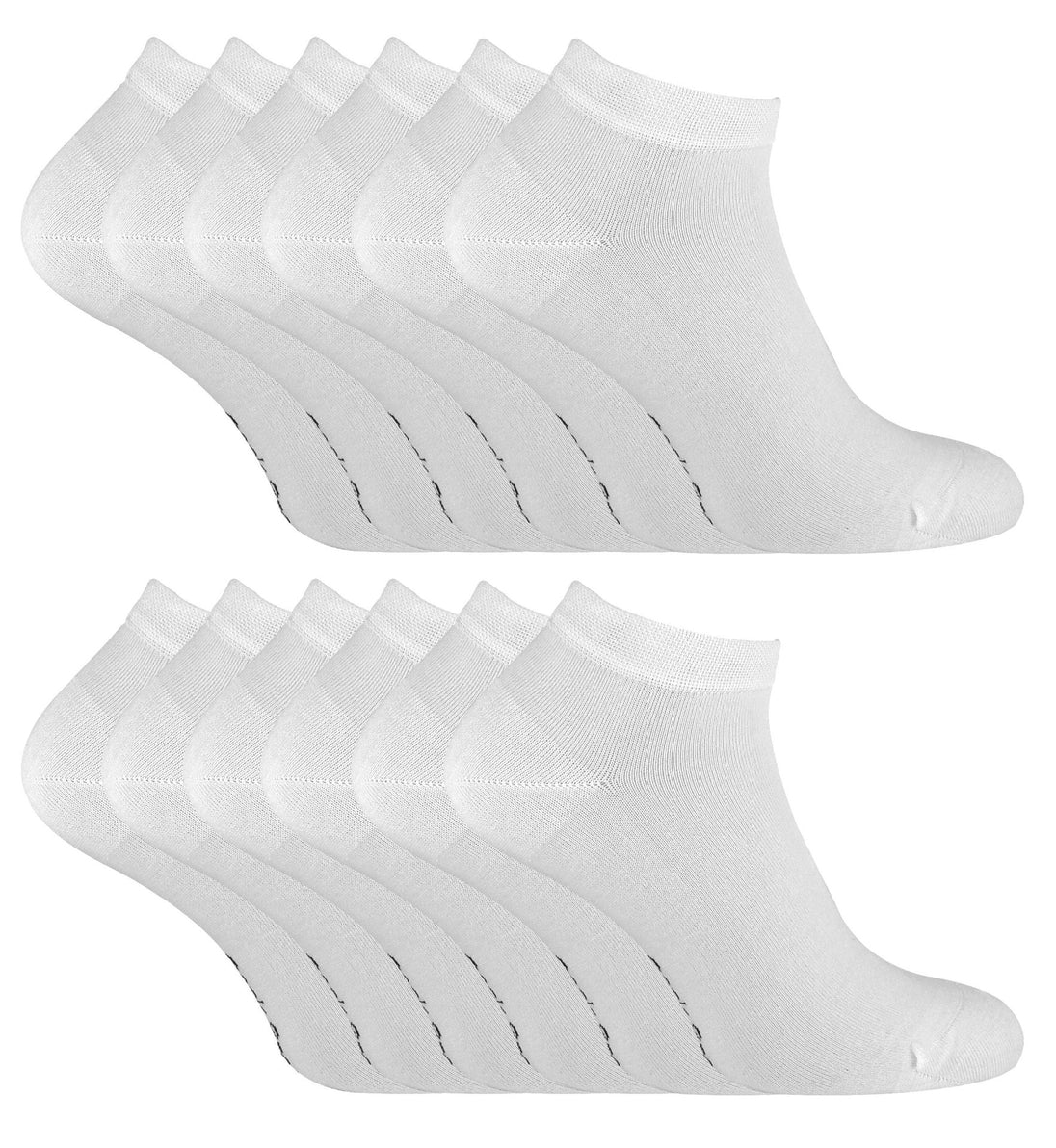 12 Pairs Mens Bamboo Cushioned Trainer Socks - Nexellus