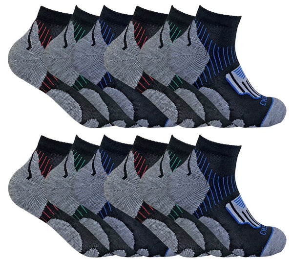 12 Pairs Mens Black Cycling Socks - Nexellus