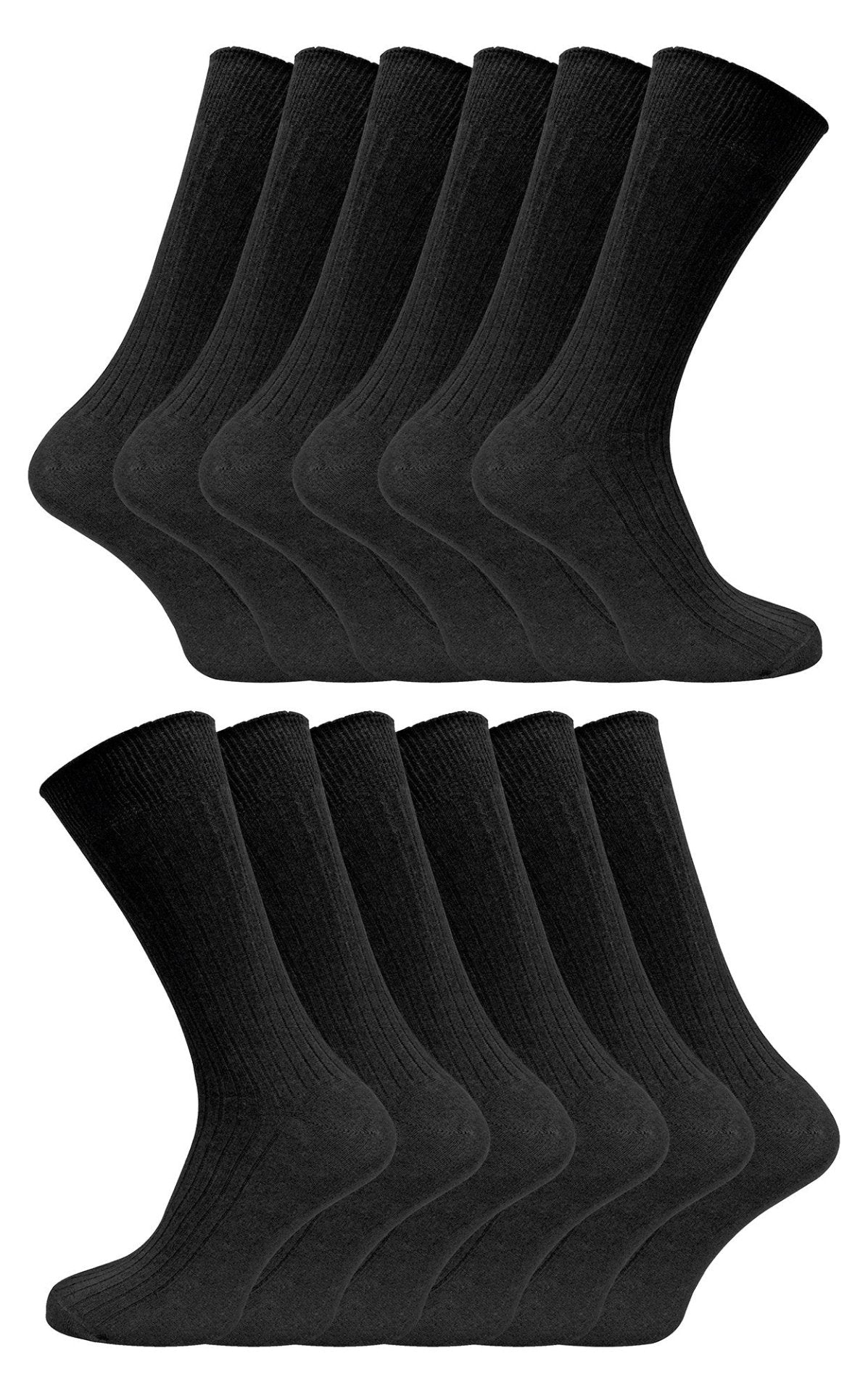 12 Pairs Mens Ribbed 100% Cotton Dress Socks - Nexellus