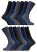 12 Pairs Mens Ribbed 100% Cotton Dress Socks - Nexellus