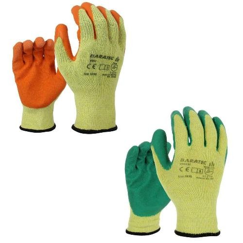 12 x Baratec Protective Latex Gripper Glove - Wet & Dry Conditions - Nexellus