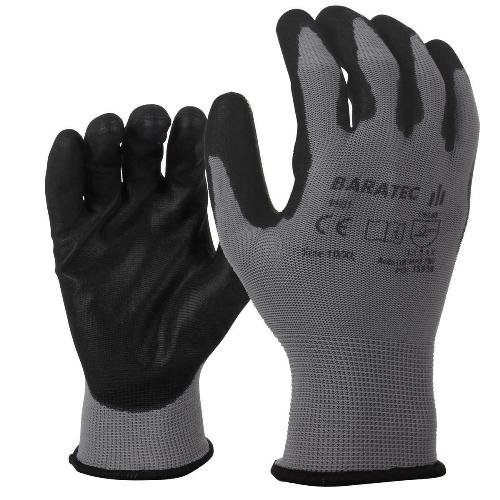 12 x Baratec Workwear Gripper Glove with PU Coated Palm & Fingers - Nexellus