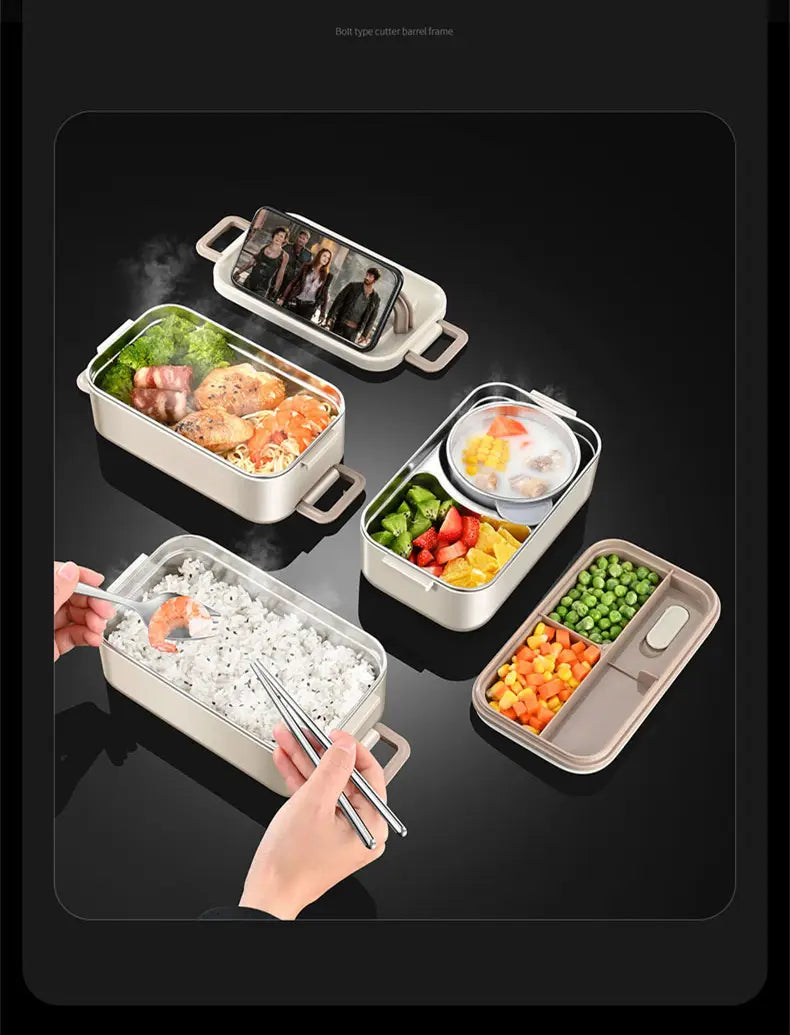 Double-layer water-free thermal insulation lunch box lunch