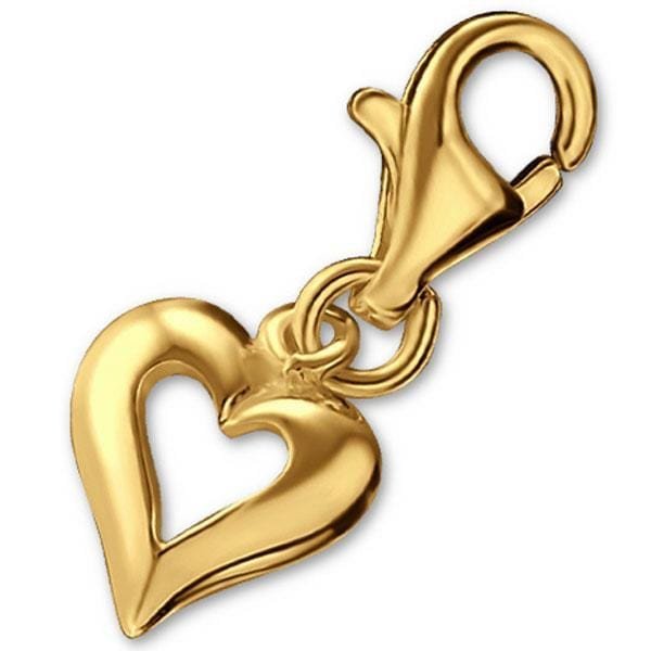 14K Gold Plated Sterling Silver Gold Plated Heart Clip on Charm - Nexellus