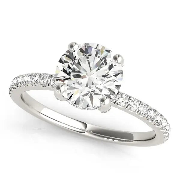 14k white gold diamond engagement ring with scalloped row band (2 1/4 - Nexellus