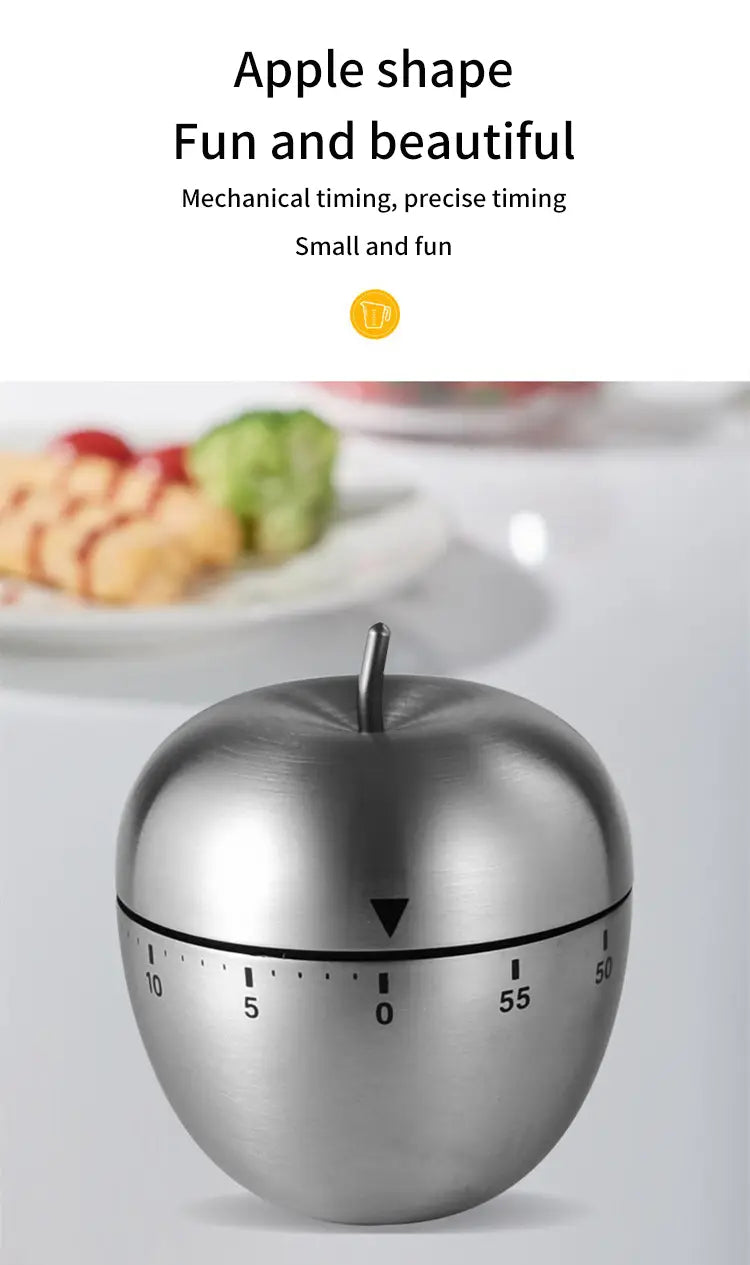 Creative stainless steel kitchen timer egg apple timer