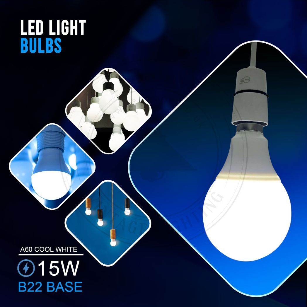 15W B22 Screw LED Light GLS bulbs, Energy Saving Edison Cool White 6000K non dimmable lights - Nexellus