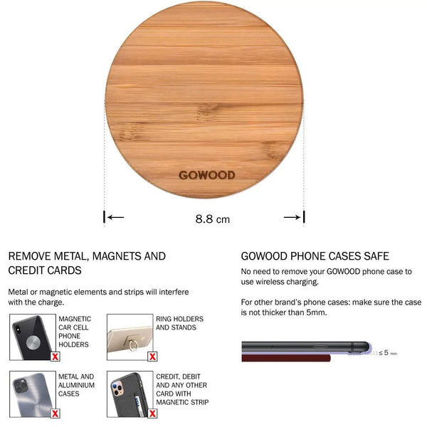 15w fast charge bamboo wood wireless charger - Nexellus