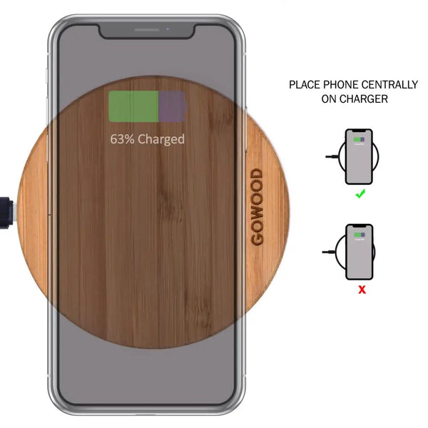 15w fast charge bamboo wood wireless charger - Nexellus