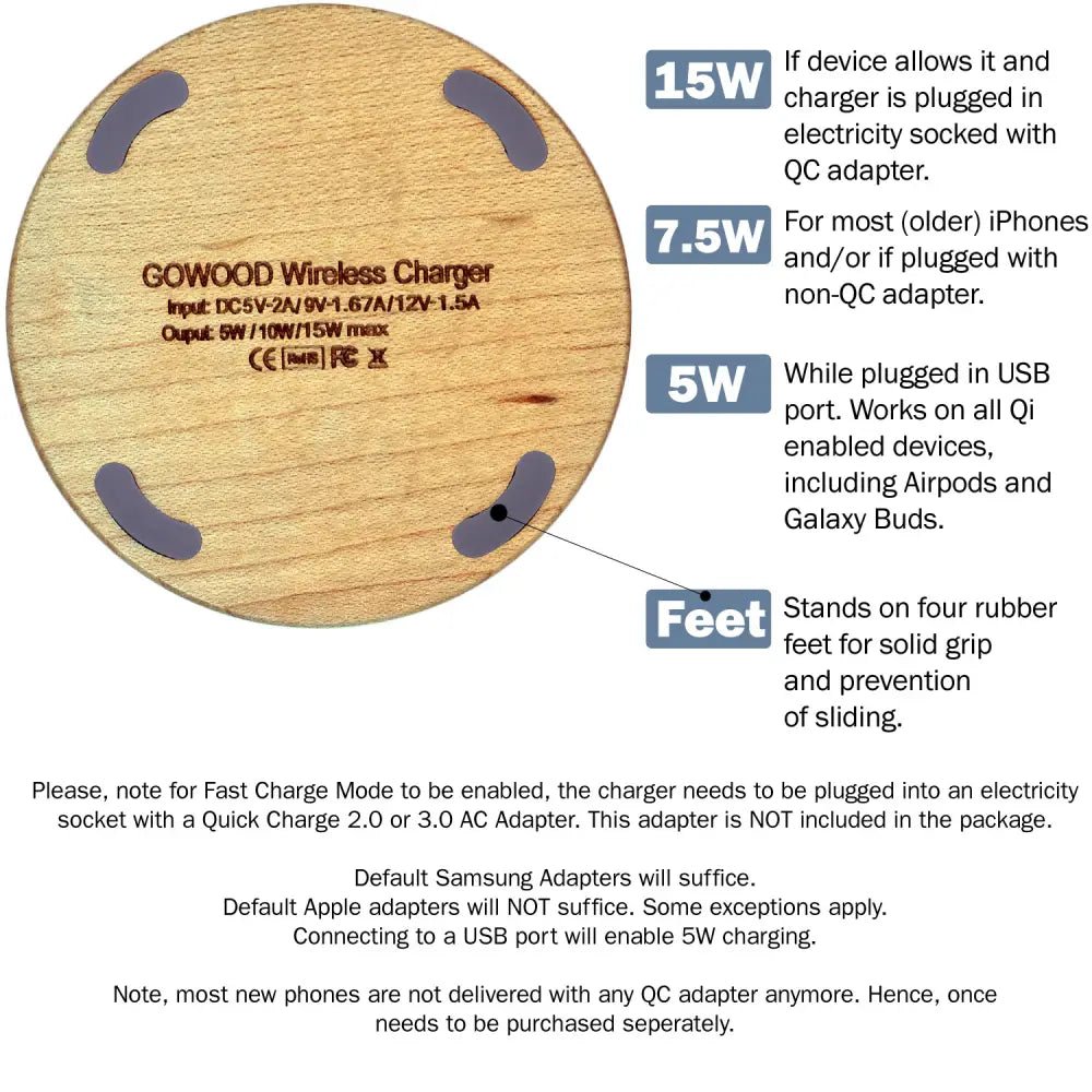 15w fast charge maple wood wireless charger - Nexellus