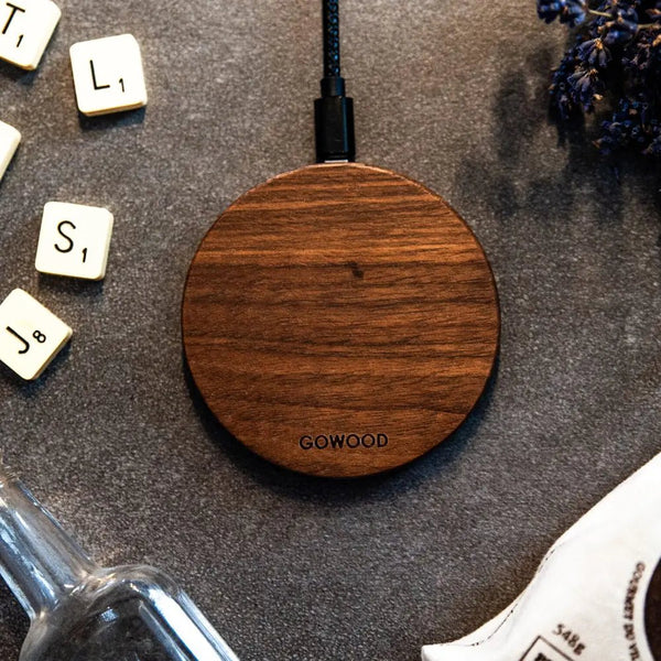 15w fast charge walnut wood wireless charger - Nexellus