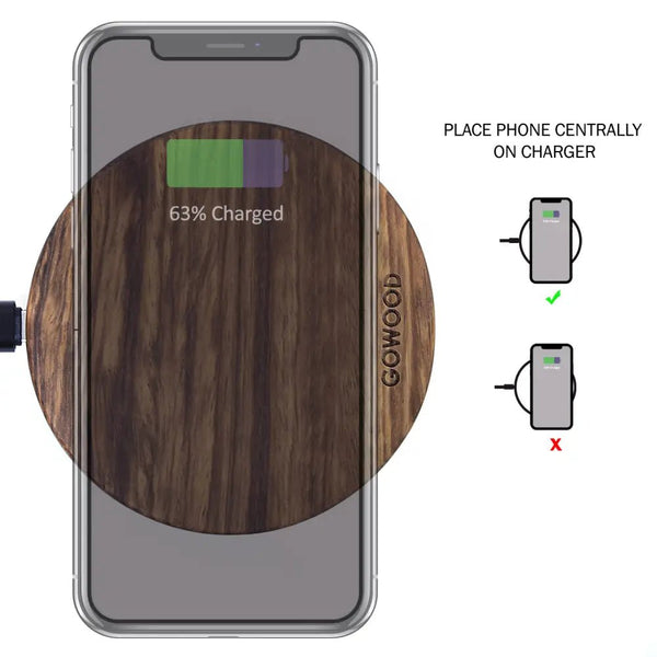 15w fast charge zebra wood wireless charger - Nexellus