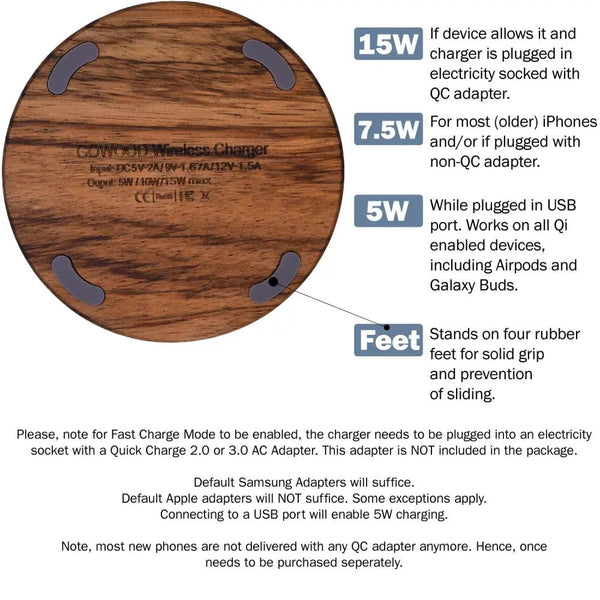 15w fast charge zebra wood wireless charger - Nexellus