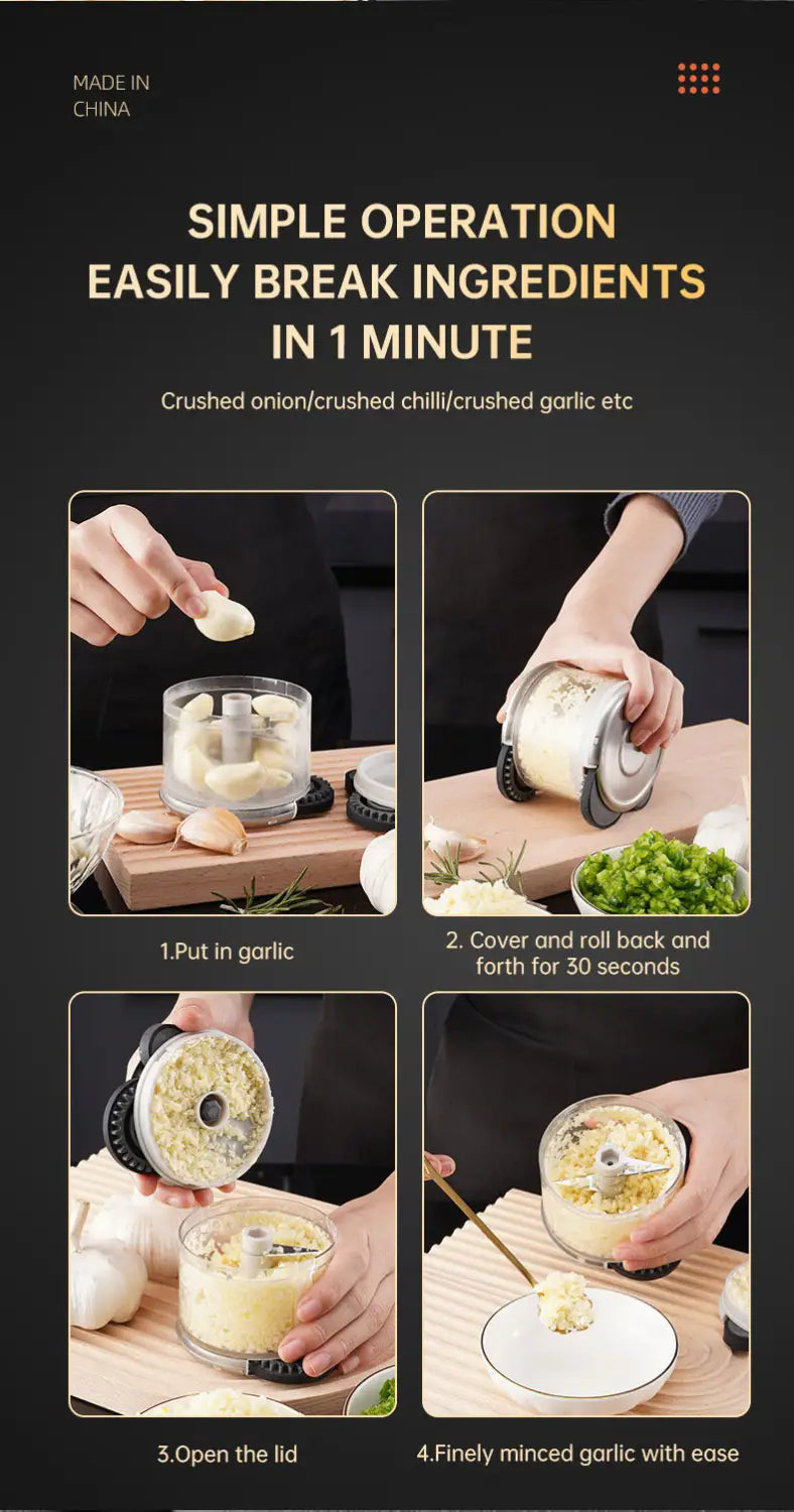 Smashed garlic roller garlic stir garlic artifact manual