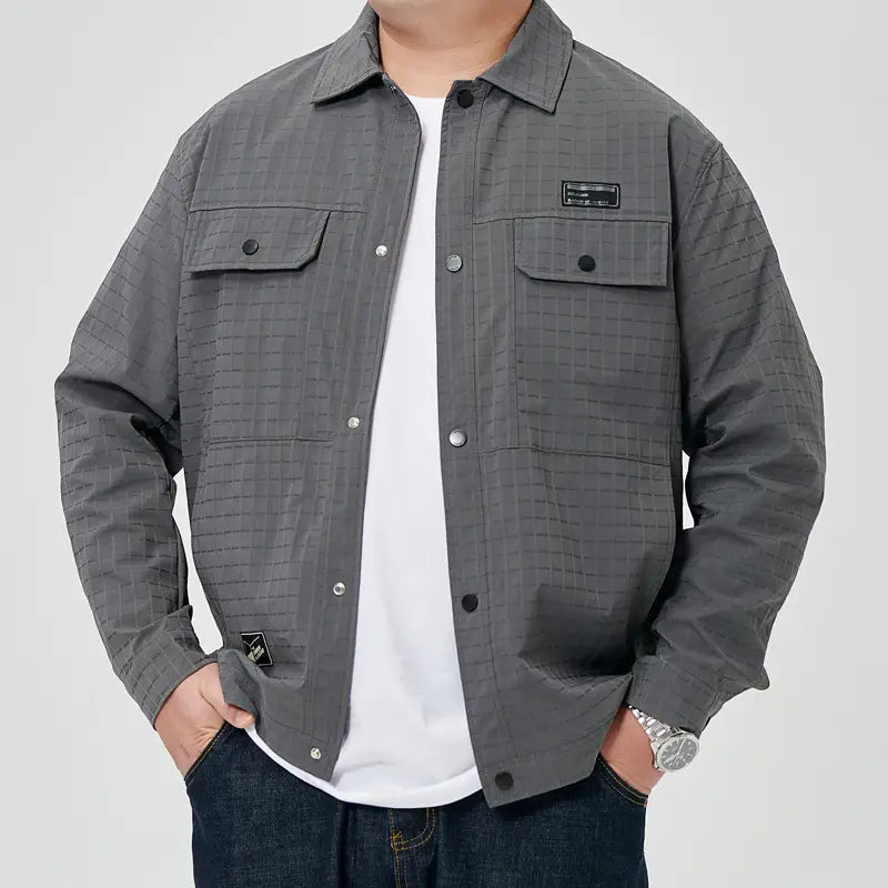 Plus-sized size plaid jacket for men