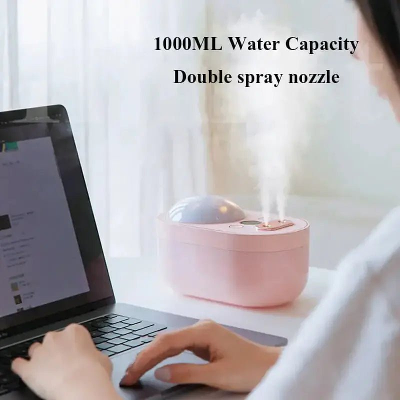 1l projection light air humidifier dual nozzle 4000mah rechargeable - Nexellus