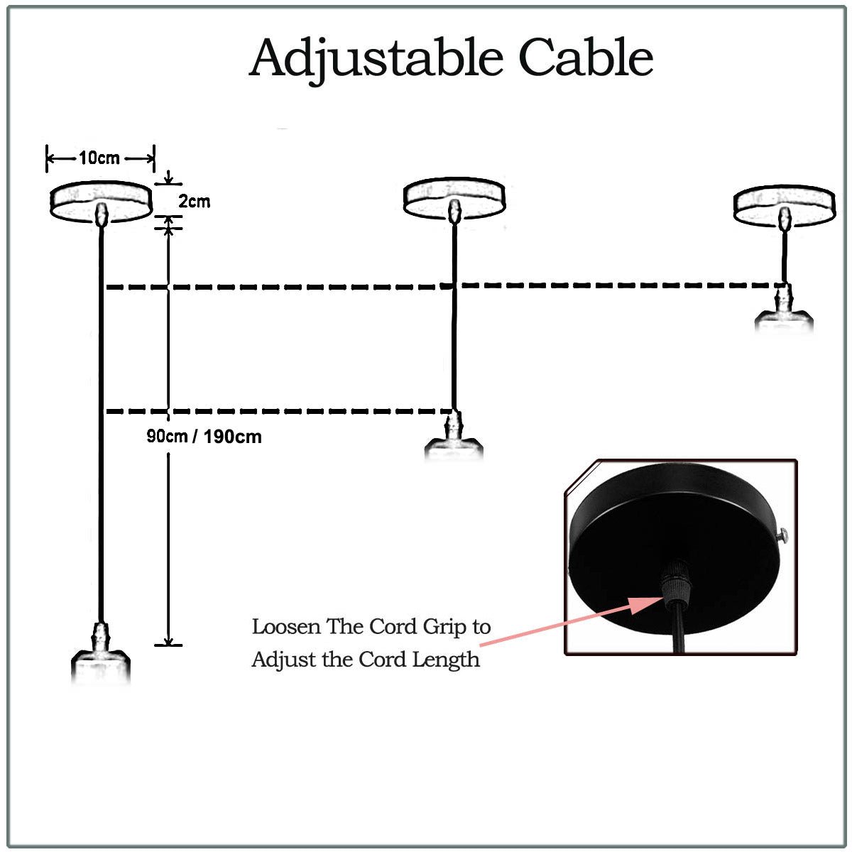 1m Black And White Twisted Cable E27 Base Satin Nickel Holder~1709 - Nexellus