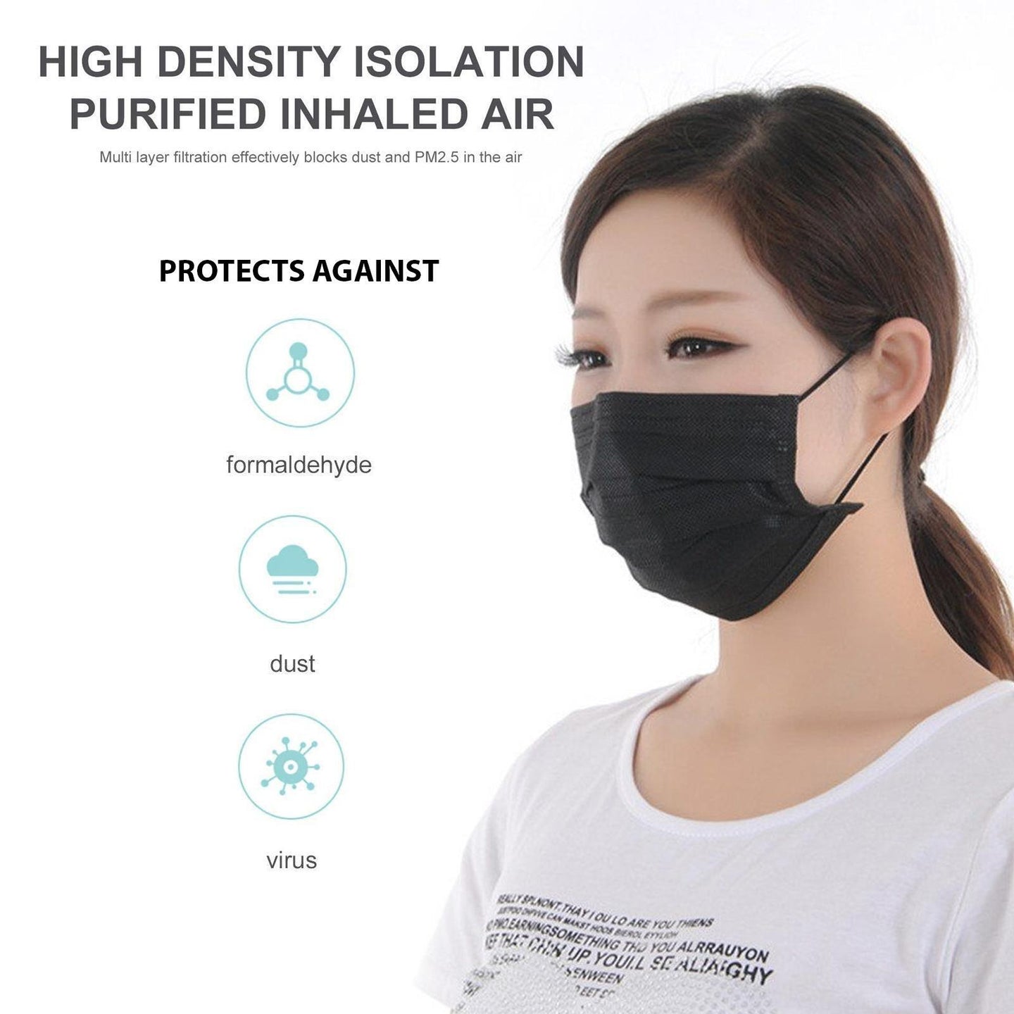 1X 25Pk Disposable Face Masks BLACK | PMS - 755017 | AS - 05237 - Nexellus