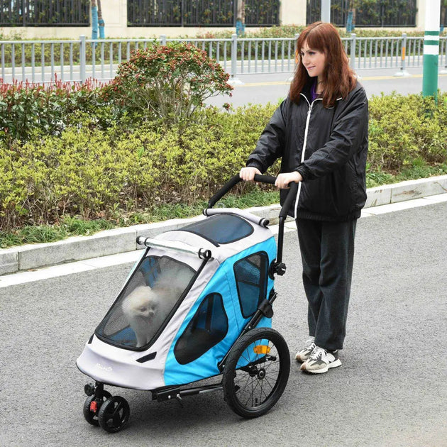 2-in-1 dog bike trailer pet carrier stroller reflector 140 x 71 x Nexellus