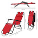 2 in 1 outdoor folding sun lounger w/ adjustable back and pillow red - Nexellus