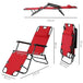 2 in 1 outdoor folding sun lounger w/ adjustable back and pillow red - Nexellus