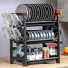 2 layers stainless steel dish storage rack kitchen storage holder dish - Nexellus