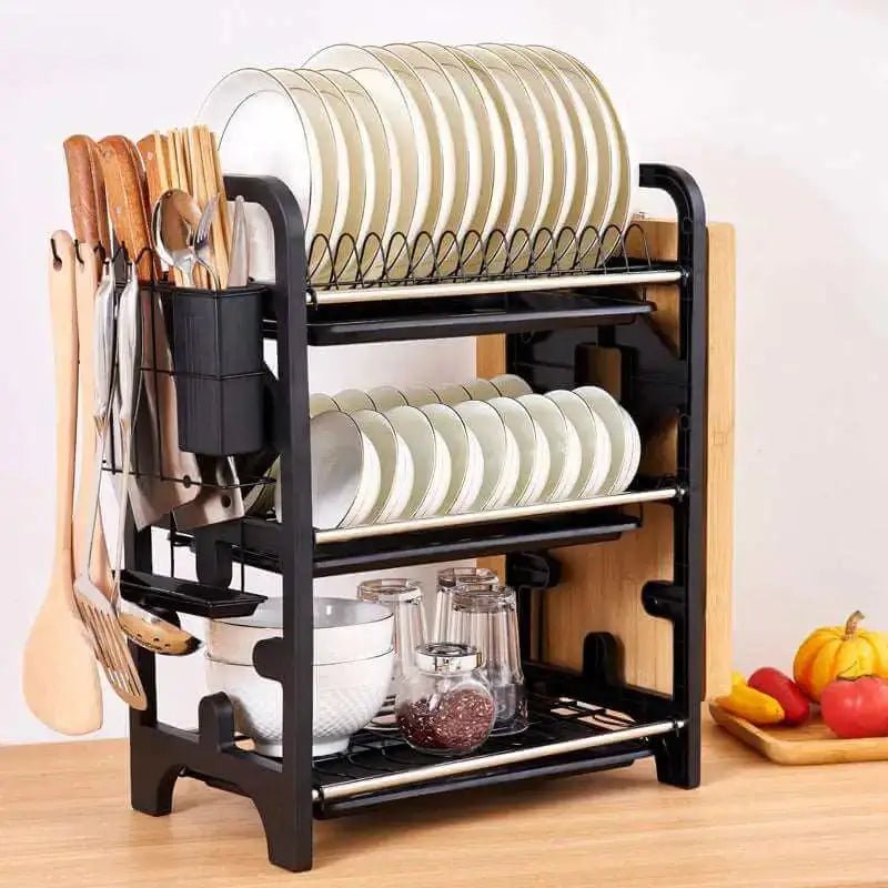 2 layers stainless steel dish storage rack kitchen storage holder dish - Nexellus