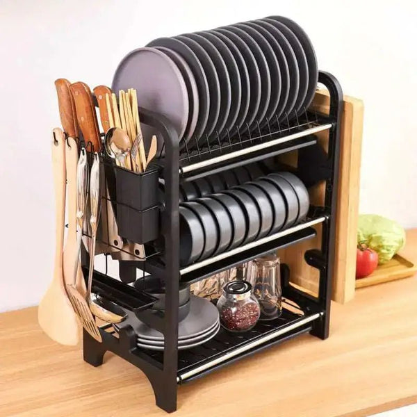 2 layers stainless steel dish storage rack kitchen storage holder dish - Nexellus